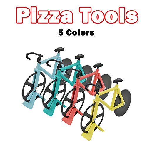 K-SPEED Pizza Cutter, Bicycle Pizza Cutter Stainless Steel Double Pizza Cutter with Non-stick Coating and Display Stand for Holiday Vacation Housewarming Cool Kitchen Gadget, (1PCS Baby Blue) - Grill Parts America