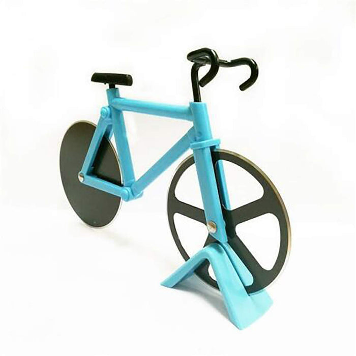 UpTuoLi Bicycle Pizza Cutter Wheel Non-Stick Dual Stainless Steel Cutting Wheels with Display Stand for Housewarming Kitchen Gadget - Grill Parts America