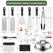 Griddle Accessories Kit, 43PCS Flat Top Grill Accessories Set for Blackstone and Camp Chef, BBQ Spatula Set with Enlarged Spatulas, Basting Cover, Scraper, Tongs for Outdoor - Grill Parts America