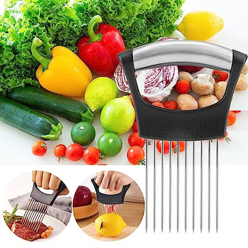 JAYVAR Onion Holder for Slicing, Lemon Slicer Onion Cutter for Slicing, Vegetable Cutter for Potato and Tomato, Avocados, Eggs, Food Slicer Assistant Tool for Slicing Fruit Lemon and Meat - Grill Parts America
