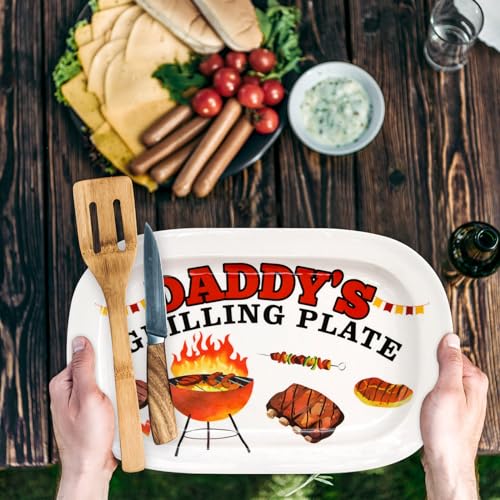 BBQ Daddys Grilling Platter Gifts for Dad Fathers Day Gift Barbecue Serving Tray Plate Dishes Birthday Men Grandpa Outdoor Indoor - Grill Parts America