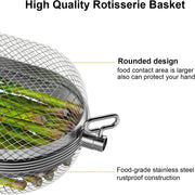 Rotisserie Grill Basket for Napoleon Grill 64000 BBQ Accessories Fit Most Spit Rods of Grills Rotisserie, Stainless Steel