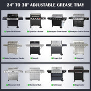 Grease Tray with Catch Pan for Dyna Glo, Nexgrill, Backyard Grill, Kenmore, BHG, Grillmaster, Expert, Bbq-Pro 4/5 Burner Grill Replacement Parts, Adjustable 24''-30'' Gas Grill Drip Pan.