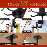 Kitchen Rotating Utensils Hooks, Matte Black Cooking Utensil Rack with 8 Rotatable Hooks for Spoons Pots Rags. Top Mounted Metal Kitchen Utensils Hanger Holder for Kitchen Bathroom Garage. - Grill Parts America