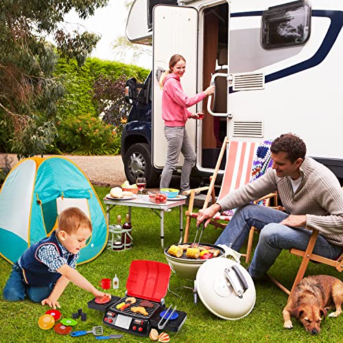 Kids Play Food Grill with Pretend Smoke Sound Light Kitchen Playset BBQ Accessories Camping Cooking Set Barbecue Toddler Girl Boy Toy 2 3 4 5 6 Year Old 4-8 Birthday Kid Outdoor Toy Gift Idea - Grill Parts America