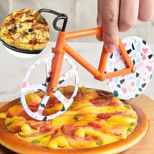 QYNuLi Bicycle Pizza Cutter Wheel Stainless Steel Creative Slicer Cheese Cutting Slicer for Cutting Pizza Pancake Crust - Grill Parts America