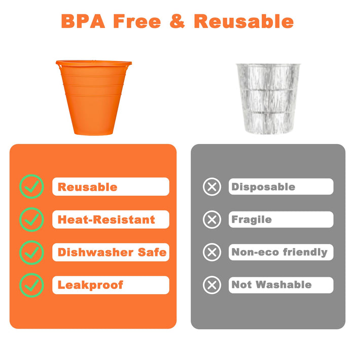 Easyki 2pcs reuasble Silicone Grease Bucket Liners Compatible for Traeger/Pit Boss ect/Oklahoma Joe' /Green Mountain Grill Drip Tray Bucket Liner for pro Pellet Wood Smoker Grill Accessories（Orange） - Grill Parts America