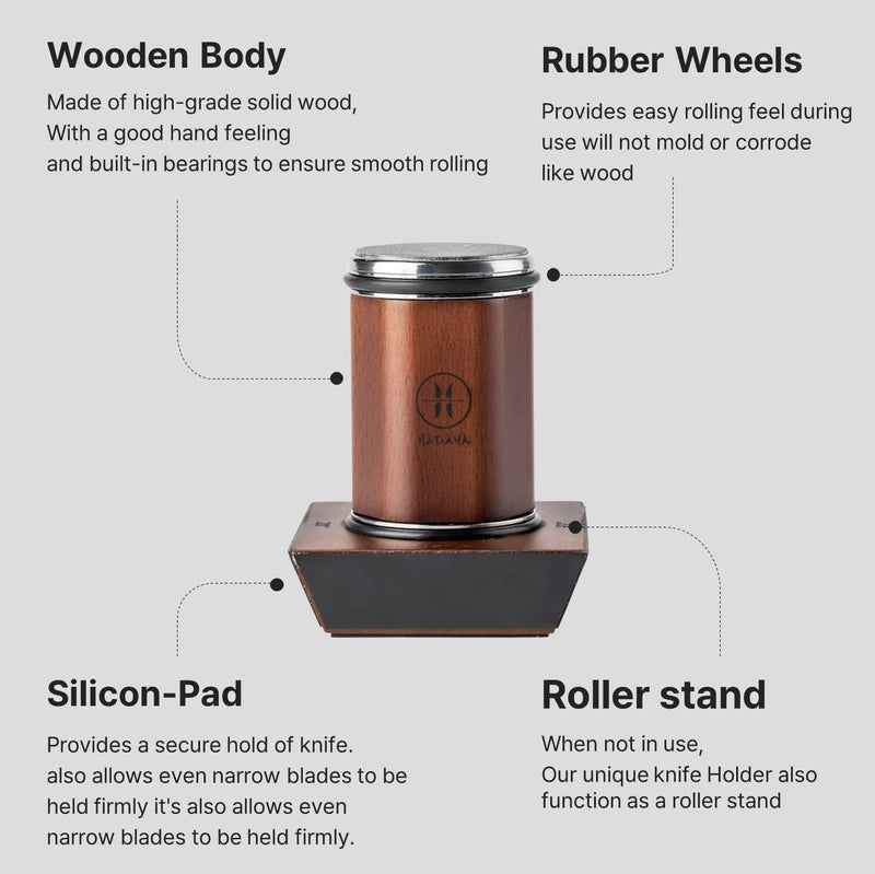 HADANA Rolling Knife Sharpener Tool Kit for Straight Edge - 360 Diamond Disc,600 Ceramic Honing Disc,Magnetic Angle with 15,18,20,22 Degree for various type of Kitchen Knives (Walnut Edition) - Grill Parts America