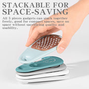 Kitchen Gadgets Set 5 Pieces, Stackable Cooking Tools Space Saving for Small Kitchen, Accessories for RV Camper Inside Dishwasher Safe (Blue) - Grill Parts America