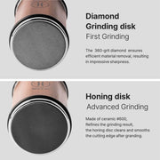 HADANA Rolling Knife Sharpener Tool Kit for Straight Edge - 360 Diamond Disc,600 Ceramic Honing Disc,Magnetic Angle with 15,18,20,22 Degree for various type of Kitchen Knives (Walnut Edition) - Grill Parts America