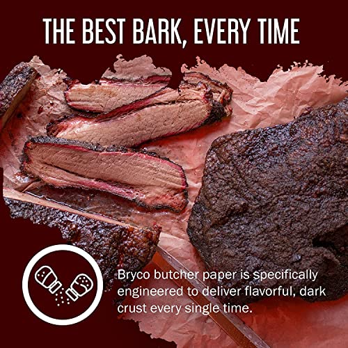 Bryco Goods Butcher Paper Roll - Peach Butcher Paper for Smoking Meat - Ideal for Smoking Meat - Unbleached Unwaxed Uncoated Kraft Paper - Butchers Paper Roll with Paper Dispenser Box - 18 In x 175 Ft - Grill Parts America