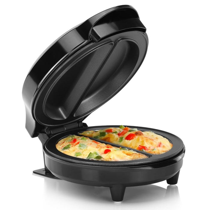 Holstein Housewares - Non-Stick Omelet & Frittata Maker, Stainless Steel - Makes 2 Individual Portions Quick & Easy (2 Section, Black) - Grill Parts America
