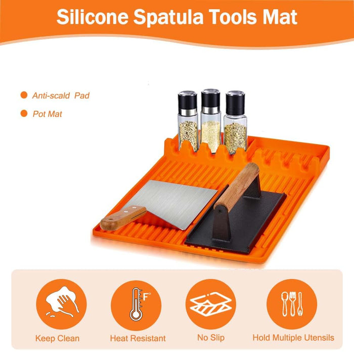 Premium Silicone Grill Mat for Blackstone - Heat-Resistant Griddle Tools Mat with Drip Pad, Perfect for Outdoor Grilling & Kitchen Counter - Vibrant Orange - Grill Parts America