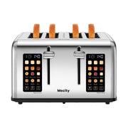 Mecity 4 Slice Toaster Touch Screen Control 4 Wide Slot, Stainless Steel Smart Bread Toaster for Bagel Muffin Waffle, Dual Control Pannel, Timer, Defrost, Reheat, 120V 1650W - Grill Parts America