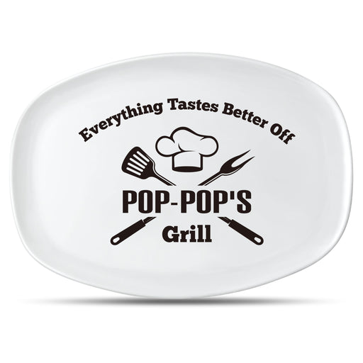 R HORSE Father Grill Platter Gift Grandpa BBQ Serving Tray Plate White Oval Serving Dishes Grandpa Men Father Day Birthday Christmas New Year Gift for Salad Dessert Appetizers Outdoor Indoor Cooking - Grill Parts America