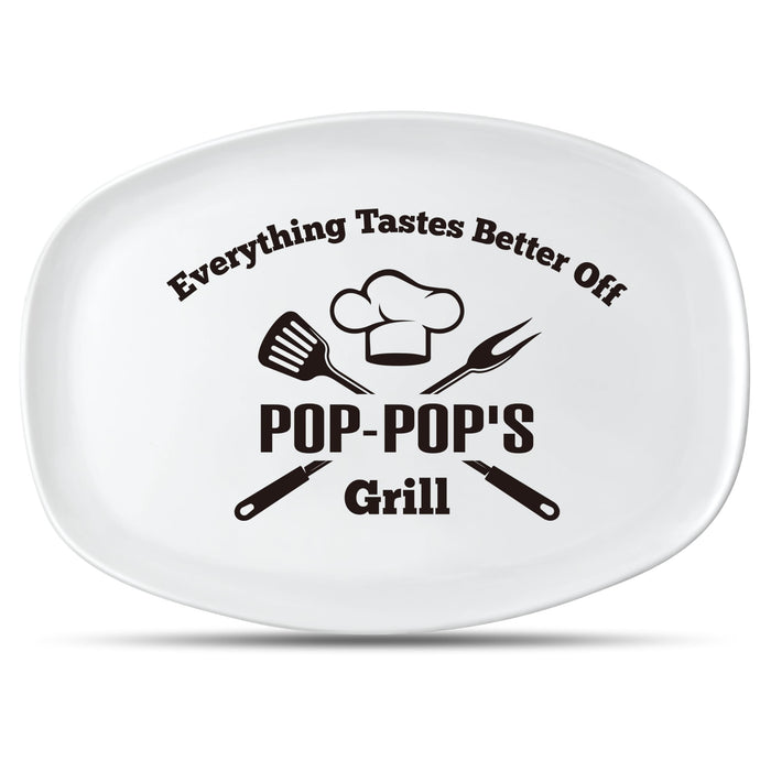R HORSE Father Grill Platter Gift Grandpa BBQ Serving Tray Plate White Oval Serving Dishes Grandpa Men Father Day Birthday Christmas New Year Gift for Salad Dessert Appetizers Outdoor Indoor Cooking - Grill Parts America