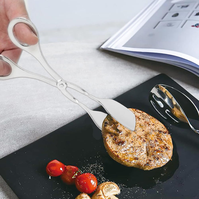 Leopacat Bread tongs, Thickening Food Serving Tongs, Multipurpose Gripper Catering Tongs Stainless Steel Buffet Utensils Mini Clip Salad Steak Vegetables Scissor Handles for Kitchen Cooking Party - Grill Parts America