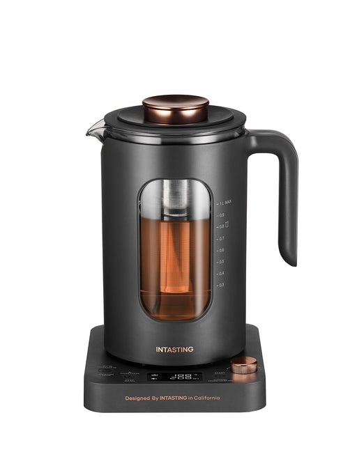 Electric Tea Kettle, INTASTING Glass Electric Kettle with tea Infuser and Precise knob temperature control, 1200W Fast Heating, BPA-Free, Easy to Clean, for Tea and coffee, Dark Grey - Grill Parts America