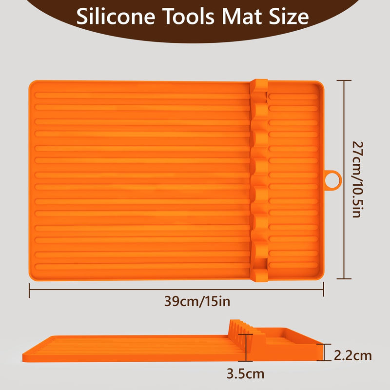 Pet Baby 2PCS Silicone Griddle Tools Mat, Large Spatula Mat with Drip Pad Griddle Silicone Mat Side Shelf Mat for Grill BBQ Griddle Accessories-Orange15.35 * 10.63" - Grill Parts America