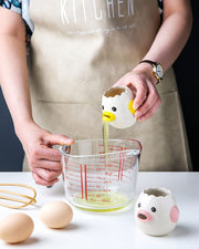 LuoCoCo Cute Egg Separator, Ceramics Vomiting Chicken Egg Yolk White Separator, Practical Household Small Egg Filter Splitter, Kitchen Gadget Baking Assistant Tool, Dishwasher Safe (Yellow) - Grill Parts America