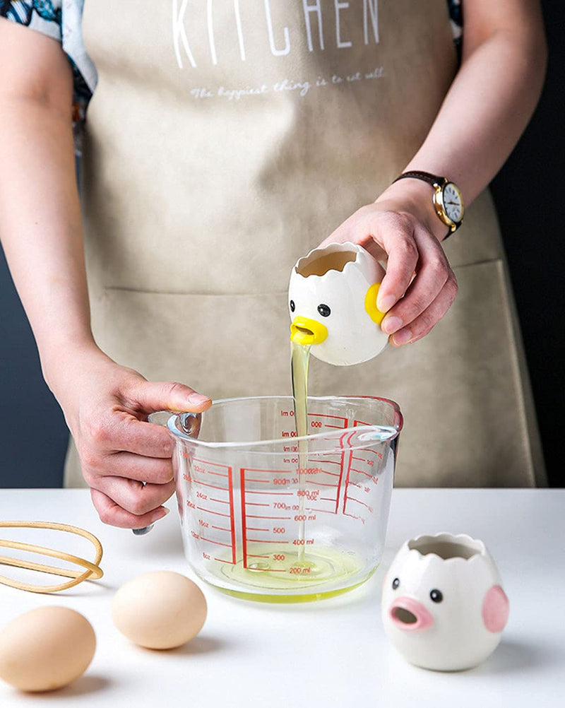 LuoCoCo Cute Egg Separator, Ceramics Vomiting Chicken Egg Yolk White Separator, Practical Household Small Egg Filter Splitter, Kitchen Gadget Baking Assistant Tool, Dishwasher Safe (Yellow) - Grill Parts America