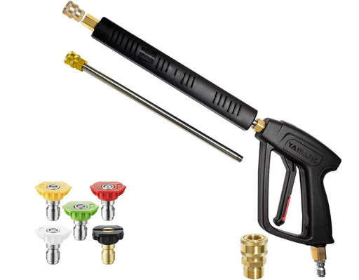 YAMATIC Pressure Washer Gun Wand with 3/8" Swivel Plug & M22-14mm Fitting, Stainless Steel Power Washer Lance Extension Replacement with 1/4" Quick Connect Outlet for Foam Cannon Car Wash, 4000 PSI - Grill Parts America