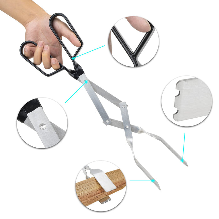 only fire BBQ Grilling Tong - Extra Long Scissor Tongs with PVC Handle for Outdoor Grill & Kitchen,Great Cooking Accessories for Charcoal, Gas Grills & Smoker,18 Inch, Aluminum - Grill Parts America