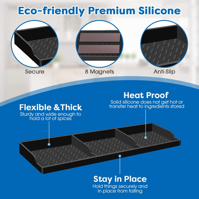 Hydream Stove Top for Silicone Shelf,30 Inch Magnetic Shelf Over the Stove Spice Rack,Kitchen Shelf for Above Stovetop Organizer Magnet Flat Back of Stove Storage Suctioned for The Stove-Black - Grill Parts America