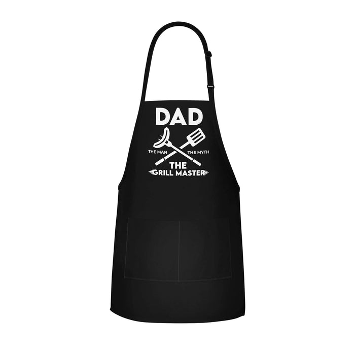 APRON DADDY Apron for Men - Dad The Man The Myth The Grill Master - Adjustable Large 1 Size Fits All - Poly/Cotton Apron with 2 Pockets - BBQ Gift Apron for Father, Husband, Chef - Grill Parts America
