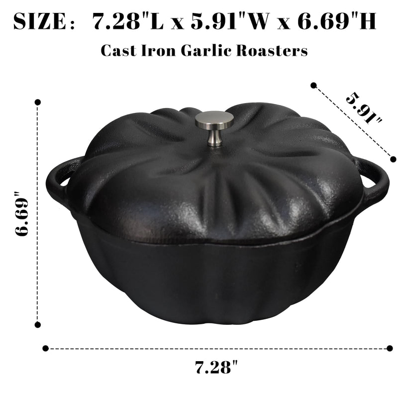 AOKDEER Garlic Roaster, Cast Iron Garlic Roaster for Kitchen Grill Oven, Dining Room, Indoor or Outdoor, BBQ Grill Garlic Tools, Garlic Baker for Picnic Camping Patio Backyard Cooking - Grill Parts America