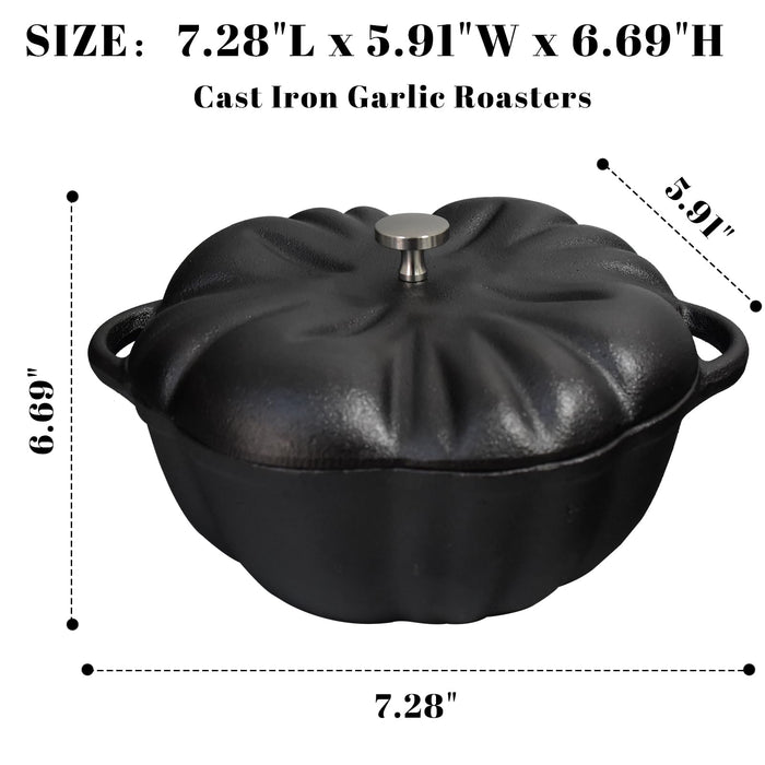 AOKDEER Garlic Roaster, Cast Iron Garlic Roaster for Kitchen Grill Oven, Dining Room, Indoor or Outdoor, BBQ Grill Garlic Tools, Garlic Baker for Picnic Camping Patio Backyard Cooking - Grill Parts America