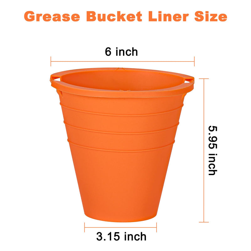 Easyki 2pcs reuasble Silicone Grease Bucket Liners Compatible for Traeger/Pit Boss ect/Oklahoma Joe' /Green Mountain Grill Drip Tray Bucket Liner for pro Pellet Wood Smoker Grill Accessories（Orange） - Grill Parts America
