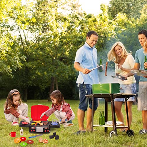 Kids Play Food Grill with Pretend Smoke Sound Light Kitchen Playset BBQ Accessories Camping Cooking Set Barbecue Toddler Girl Boy Toy 2 3 4 5 6 Year Old 4-8 Birthday Kid Outdoor Toy Gift Idea - Grill Parts America