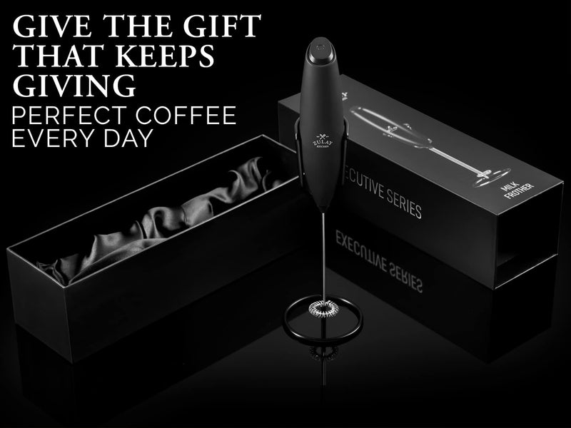 Zulay Kitchen Executive Series Milk Frother Wand - Upgraded & Improved Stand - Ideal Coffee Gift - Coffee Frother Handheld Foam Maker For Lattes - Electric Milk Frother Handheld For Cappuccino - Grill Parts America