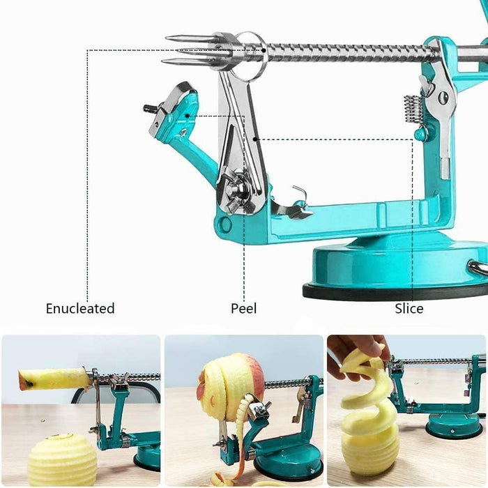Apple Peeler, Stainless Steel Apple Corer Slicer Peeler, Durable Heavy Duty Die Cast Magnesium Alloy Apple Peeler Slicer Corer with Suction Base(Blue) - Grill Parts America