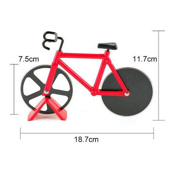 UpTuoLi Bicycle Pizza Cutter Wheel Non-Stick Dual Stainless Steel Cutting Wheels with Display Stand for Housewarming Kitchen Gadget - Grill Parts America