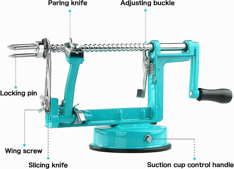 Apple Peeler, Stainless Steel Apple Corer Slicer Peeler, Durable Heavy Duty Die Cast Magnesium Alloy Apple Peeler Slicer Corer with Suction Base(Blue) - Grill Parts America