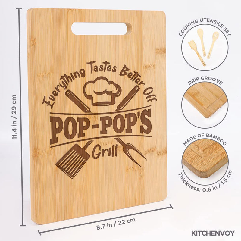 KITCHENVOY Grandpa Cutting Board - Gifts for Grandpa on Fathers Day - Pop Gifts for Grandpa from Grandkids - Grandpa Kitchen Gift for Christmas, Anniversary - Grill Parts America