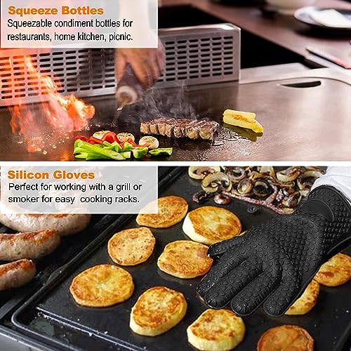 grilljoy 28-Piece Griddle Accessories Kit with Cleaning Kit for Teppanyaki Camping Cooking - Complete Griddle Tools Set in Carrying Storage Bag - Basting Cover, Smash Burger Press, Grill Spatulas - Grill Parts America