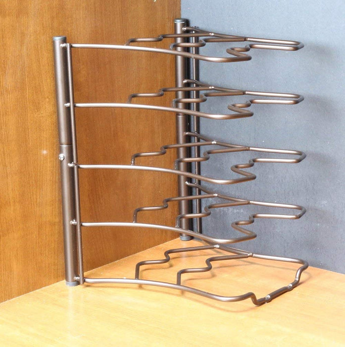 Deco Brothers Pan Organizer Rack for Kitchen Cabinet and Counter, Bronze - Grill Parts America