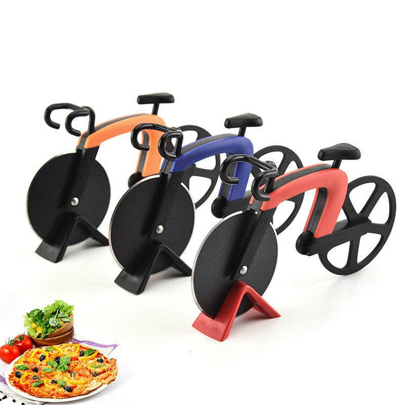 MinLia Creative Bicycle Shape Stainless Steel Pizza Cutter, Dough Divider Wheel Slicer Pizza Cutter Wheel Slicer(Blue) - Grill Parts America