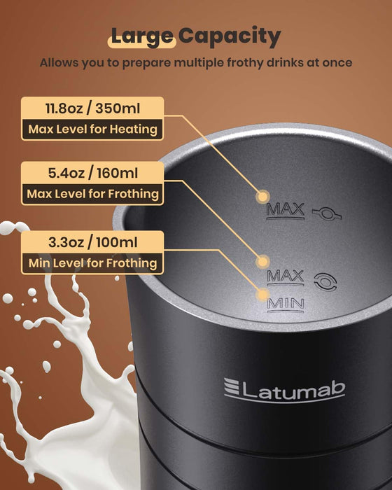 Electric Milk Frother, Latumab 4 in 1 Milk Steamer, 11.8oz/350ml Automatic Warm and Cold Foam Maker for Coffee, Latte, Cappuccino, Macchiato, Hot Chocolate, Ideal Gifts for Women, Girls - Grill Parts America