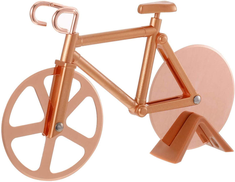WNX Pizza Cutter, Bicycle Pizza Cutter, Dual Stainless Steel Non-Stick Cutting Wheels for Pizza Lovers, Holiday Vacation Housewarming Kitchen Gadget Cool Men's Gift (Golden) - Grill Parts America