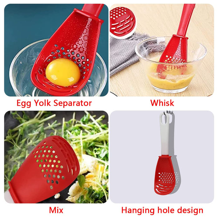 Abnaok Multifunctional Cooking Gadgets, Kitchen Tools, Egg Separator, Cooking, Draining, Mashing, Grating, Cooking Spoon (1PC) - Grill Parts America
