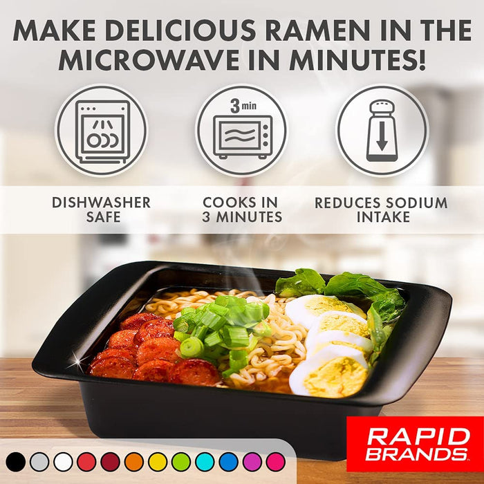 Rapid Ramen Cooker | Microwavable Cookware for Instant Ramen | BPA Free and Dishwasher Safe | Perfect for Dorm, Small Kitchen or Office | Black - Grill Parts America