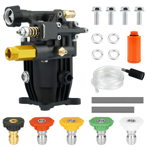 Hurotoms 3/4" Shaft Horizontal Anodized Pressure Washer Pump-3300 PSI @ 2.5 GPM-Universal OEM Pump for Most Brands of Gas Engine Power Washer Machine - Grill Parts America