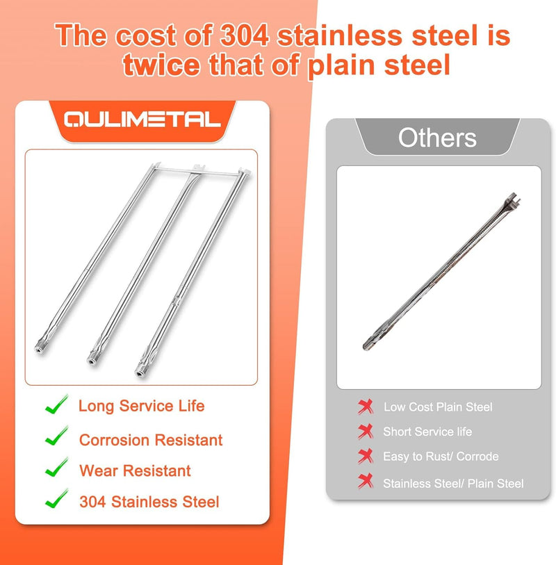 QuliMetal 24.5" Flavorizer Bars & SUS304 34.5" Grill Burners for Weber Genesis 300 Series – Fits E310, E320, S310, S320 (Side Control Panels), Replaces Weber 7540, 67722, 67820 - Grill Parts America
