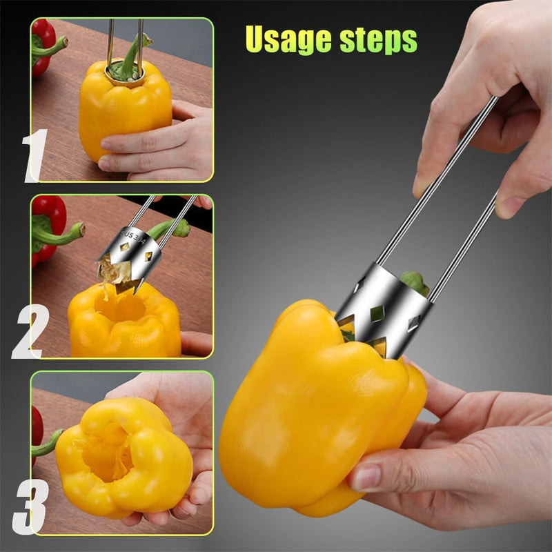 Red Bell Pepper Seed Corer, Apple Corer 304 Stainless Steel Fruit & Vegetable Corer, 2024 Upgraded Stainless Steel Fruite Corer Red Bell Peppers Cutter Pepper Seed Remover Tool (1Pcs) - Grill Parts America