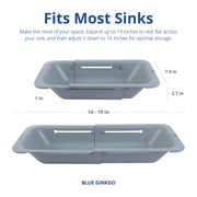 BLUE GINKGO Over the Sink Colander Strainer Basket - Wash Vegetables and Fruits, Drain Cooked Pasta and Dry Dishes - Extendable - New Home Kitchen Essentials (7.9W x 14-19L x 2.75H) - Gray - Grill Parts America