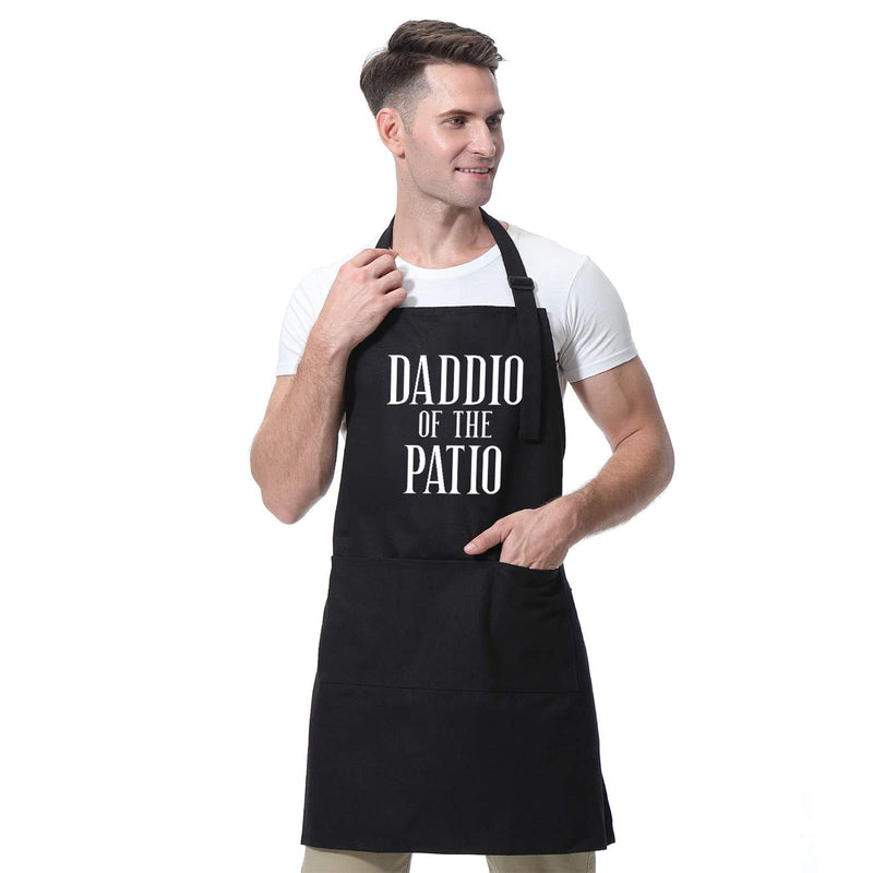 Miracu Grill Apron for Dad - Daddio of The Patio - Dad Gifts from Daughter, Son - Funny Fathers Day, Birthday Gifts for Dad, Father in Law, Step Dad, Best Dad, Daddy - Dad Apron for Grilling BBQ - Grill Parts America
